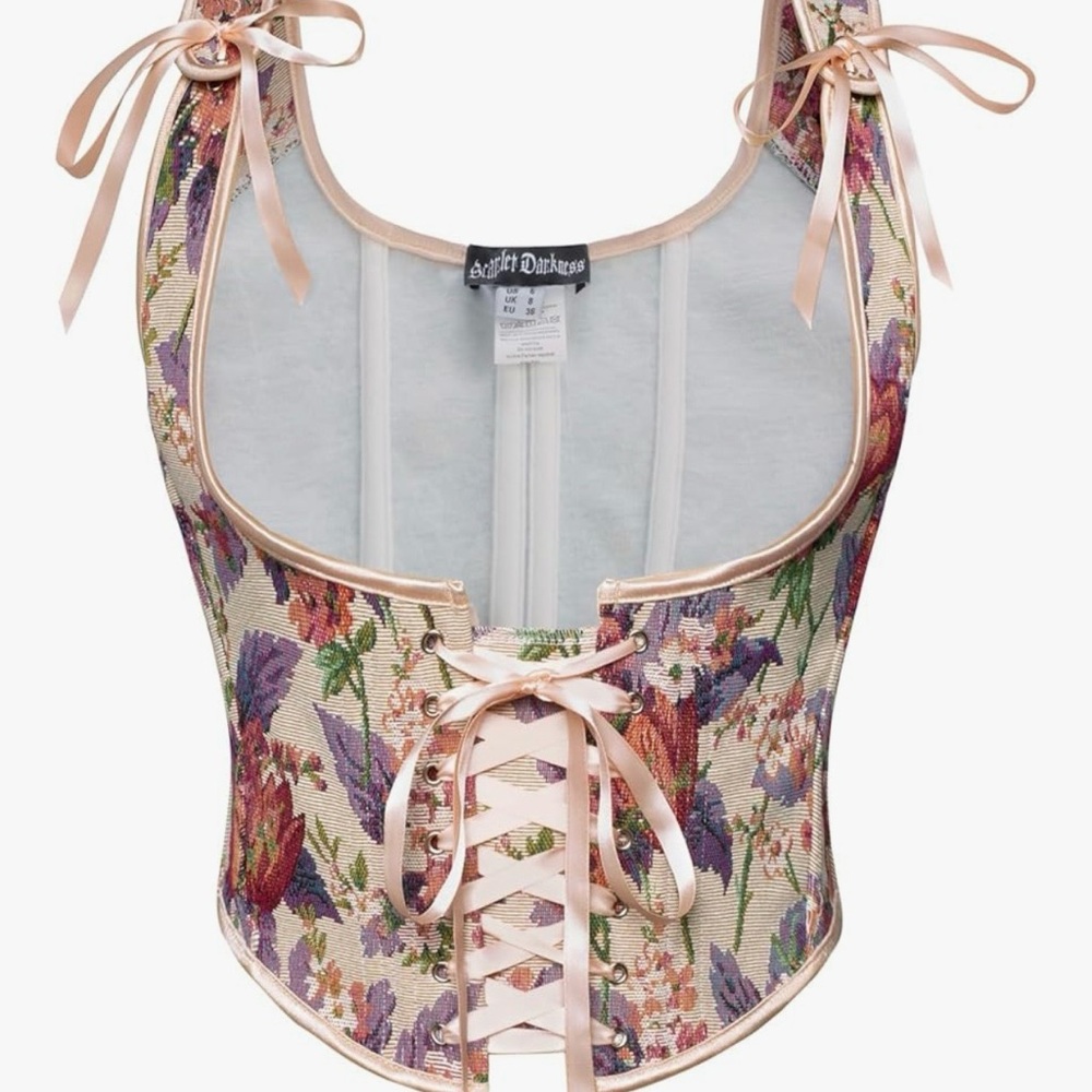 Floral Lace-Up under bust Corset Top